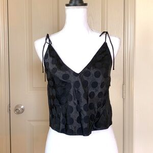 Black satin tie strap Victoria’s Secret crop camisole size small